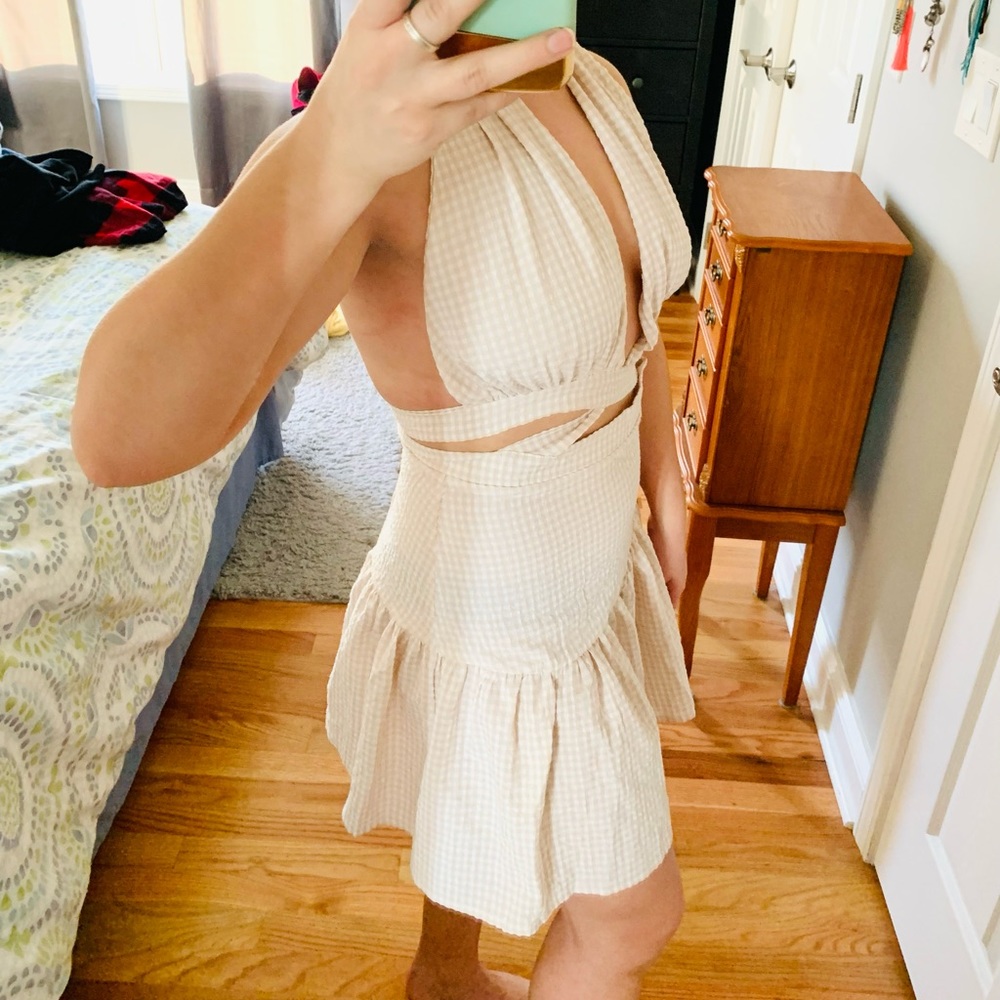 Shein 2 piece connected checkered skirt and top M